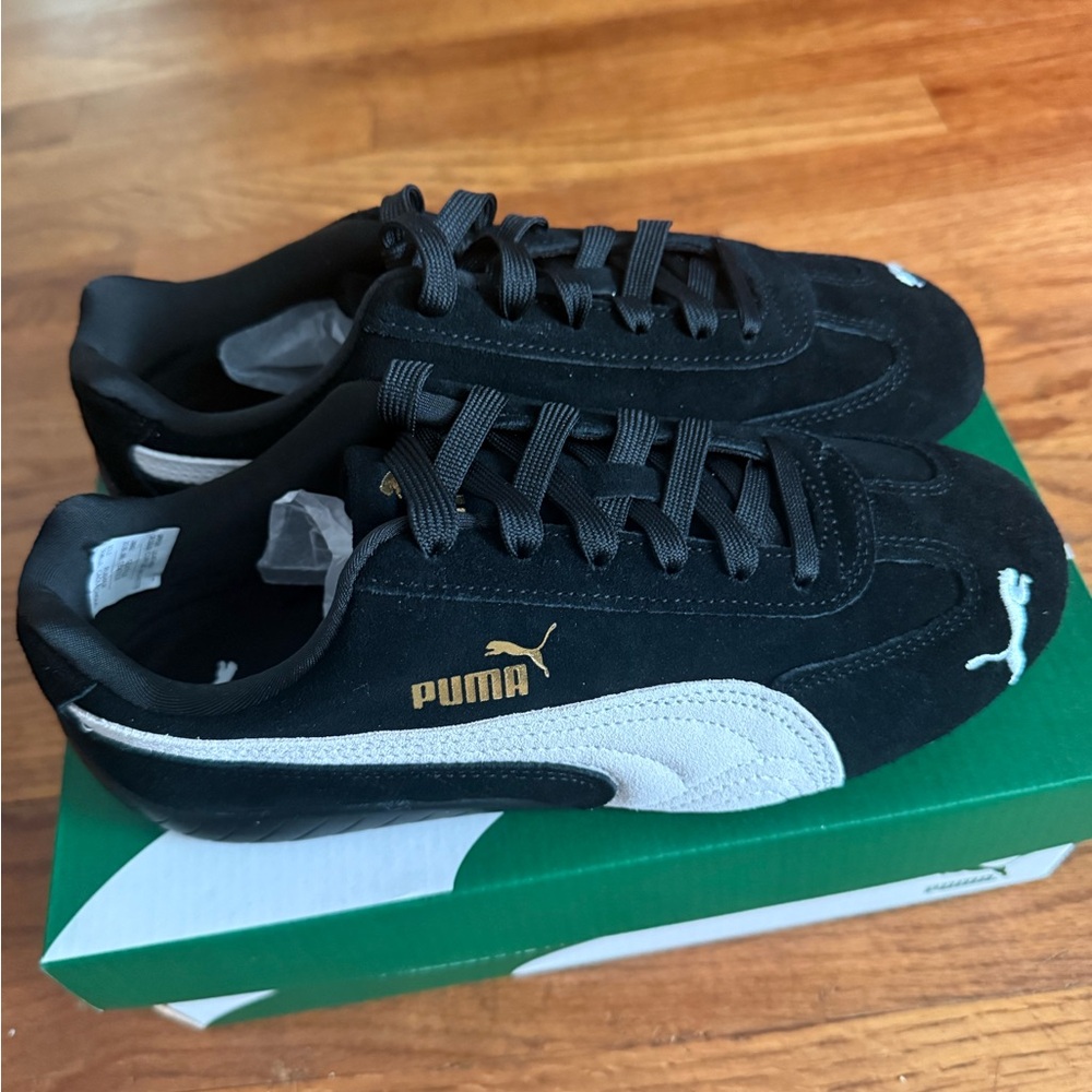 Puma Black and White Suede Sneakers